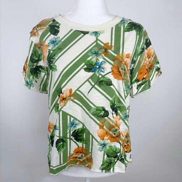 Anthropologie Tops - Anthropologie Maeve Boxy Floral Cropped Graphic Tee Size Medium
